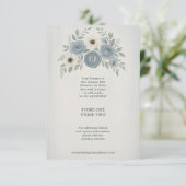 Elegant Dusty Blue Floral Wax Seal Wedding Begleitkarte (Stehend Vorderseite)
