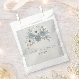 Elegant Dusty Blue Floral Wax Seal Wedding Geschenktütchen