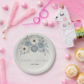 Elegant Dusty Blue Floral Wax Seal Wedding Pappteller (Party)