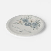 Elegant Dusty Blue Floral Wax Seal Wedding Pappteller (Schrägansicht)