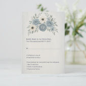 Elegant Dusty Blue Floral Wax Seal Wedding RSVP Karte (Stehend Vorderseite)