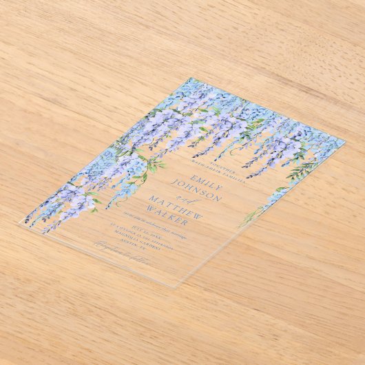 Elegant Dusty Blue Floral Wedding Acryleinladungen (Ablage )