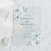 Elegant Dusty Blue Floral Wedding Acryleinladungen