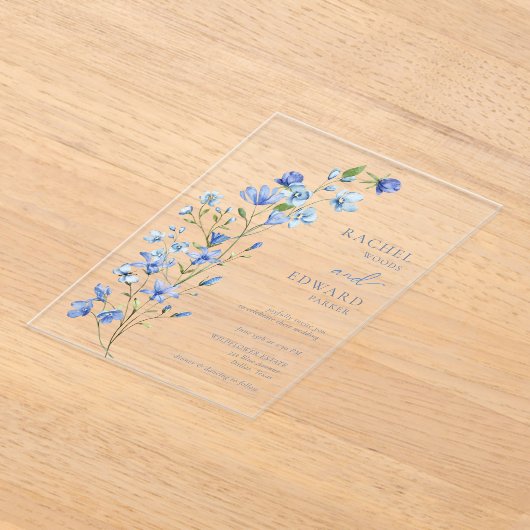 Elegant Dusty Blue Floral Wedding Acryleinladungen (Ablage )