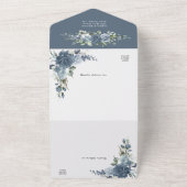 Elegant Dusty Blue Floral Wedding All In One Einladung (Außenbereich)