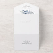 Elegant Dusty Blue Floral Wedding All In One Einladung (Außenbereich)