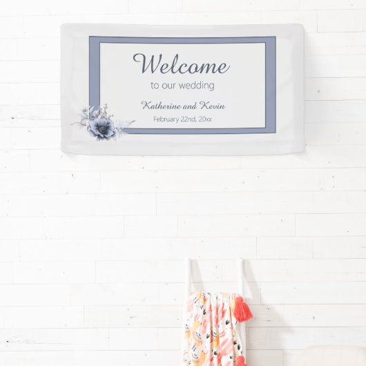 Elegant Dusty Blue Floral Wedding Banner (InSitu)
