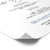 Elegant Dusty Blue Floral Wedding Bridal Bar Sign Poster (Ecke)