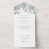 Elegant Dusty Blue Floral Wedding Budget Website All In One Einladung (Innen Boden)