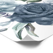 Elegant Dusty Blue Floral Wedding Crest Poster (Ecke)