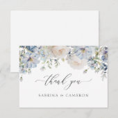 Elegant Dusty Blue Floral Wedding Danke Card (Vorne/Hinten)