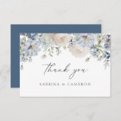 Elegant Dusty Blue Floral Wedding Danke Card (Vorne/Hinten)