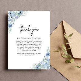 Elegant Dusty Blue Floral Wedding Dankeskarte