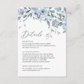 Elegant Dusty Blue Floral Wedding Details Begleitkarte (Vorderseite)