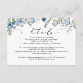 Elegant Dusty Blue Floral Wedding Details Begleitkarte (Vorderseite)