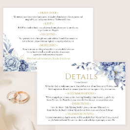 Elegant Dusty Blue Floral Wedding Details Begleitkarte