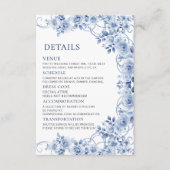 Elegant dusty blue floral wedding details begleitkarte (Vorderseite)