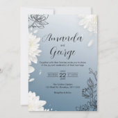 Elegant Dusty Blue Floral Wedding Einladung (Vorderseite)