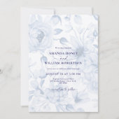 Elegant Dusty Blue Floral Wedding Einladung (Vorderseite)