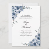 Elegant Dusty Blue Floral Wedding Einladung (Vorderseite)