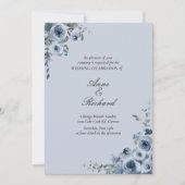 Elegant Dusty Blue Floral Wedding Einladung (Vorderseite)