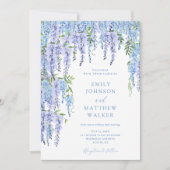 Elegant Dusty Blue Floral Wedding Einladung (Vorderseite)