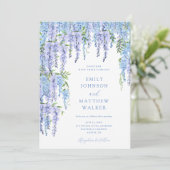 Elegant Dusty Blue Floral Wedding Einladung (Stehend Vorderseite)