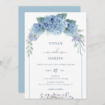 Elegant Dusty Blue Floral Wedding Einladung