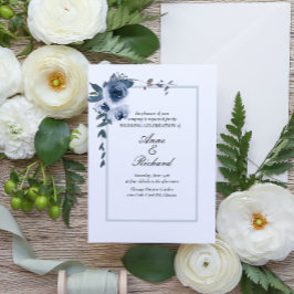 Elegant Dusty Blue Floral Wedding Einladung