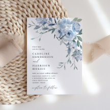Elegant Dusty Blue Floral Wedding Einladung