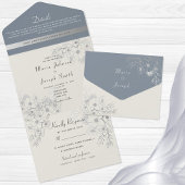 Elegant Dusty Blue Floral Wedding Einladung