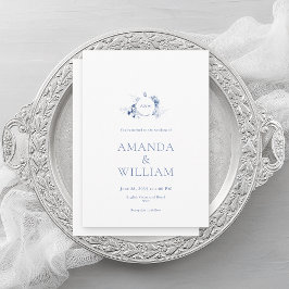 Elegant Dusty Blue Floral Wedding Einladung