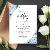 Elegant Dusty Blue Floral Wedding Einladung
