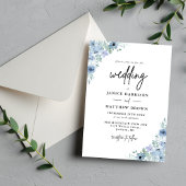 Elegant Dusty Blue Floral Wedding Einladung