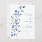 Elegant Dusty Blue Floral Wedding Einladung (Vorderseite)