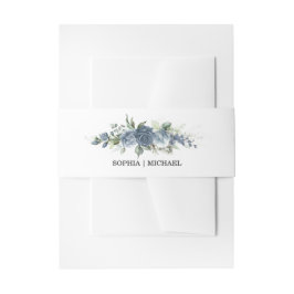 Elegant Dusty Blue Floral Wedding  Einladungsbanderole