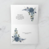 Elegant Dusty Blue Floral Wedding Folded Dankeskarte (Innenseite)