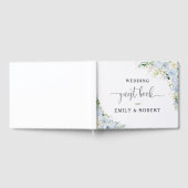 Elegant Dusty Blue Floral Wedding Guest Book Gästebuch (Voll)