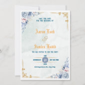 Elegant Dusty Blue Floral Wedding Invitation Einladung (Vorderseite)