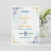 Elegant Dusty Blue Floral Wedding Invitation  Einladung (Stehend Vorderseite)