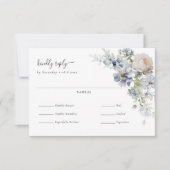 Elegant Dusty Blue Floral Wedding Meal Choice RSVP Karte (Vorderseite)