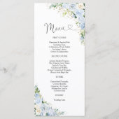 Elegant Dusty Blue Floral Wedding Menu Menükarte (Vorderseite)