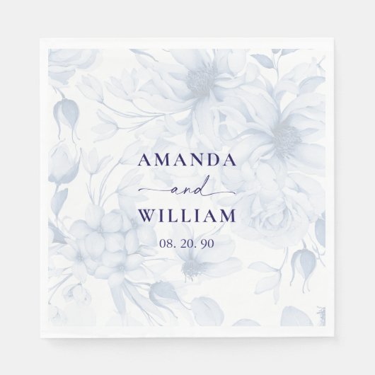 Elegant Dusty Blue Floral Wedding Napkin Serviette (Vorderseite)