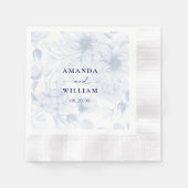 Elegant Dusty Blue Floral Wedding Napkin Serviette (Vorderseite)