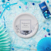 Elegant Dusty Blue Floral Wedding Pappteller (Party)