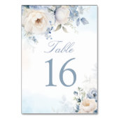 Elegant Dusty Blue Floral Wedding Personalisiert Tischnummer (Vorderseite)