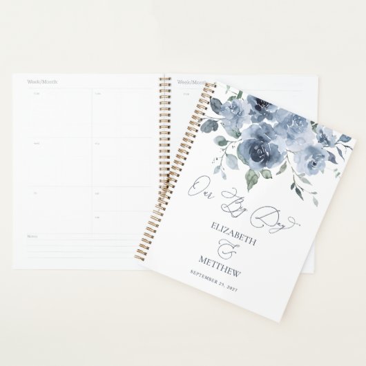 Elegant Dusty Blue Floral Wedding Planner Planer (Anzeige)