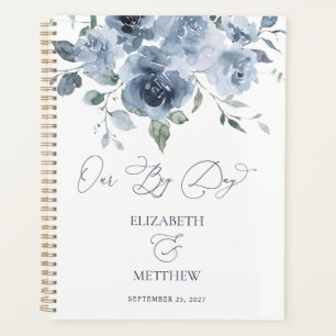 Elegant Dusty Blue Floral Wedding Planner Planer