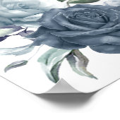 Elegant Dusty blue Floral Wedding Poster (Ecke)