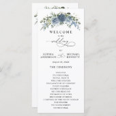 Elegant Dusty Blue Floral Wedding Program Programm (Vorne/Hinten)